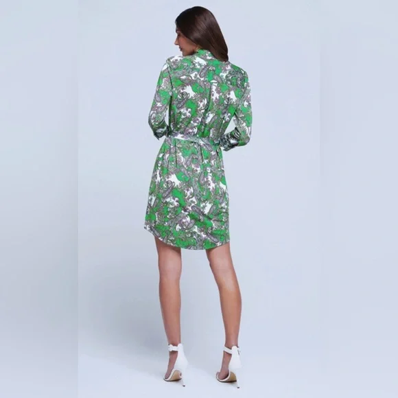 Green Paisley Women's wrap Dress - Picture 2 of 10